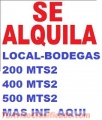 LOCALES- BODEGA  DE  200 MTS2 , 400 MTS2 Y  500 MTS2  EN ALQUILER